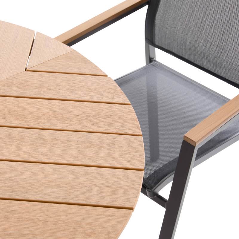 Chaise de jardin en aluminium et textilène avec accoudoirs