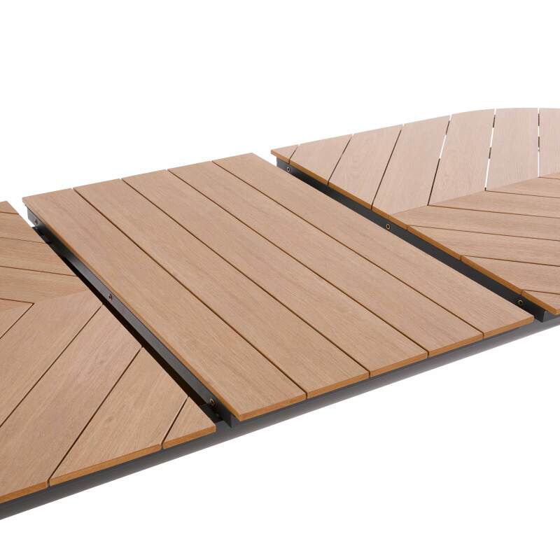 Table de jardin extensible rectangulaire en polywood 220/280 cm avec 8 chaises et 2 chaises avec accoudoirs