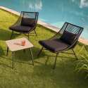 Salon de jardin en cordes avec 2 fauteuils et 1 table basse