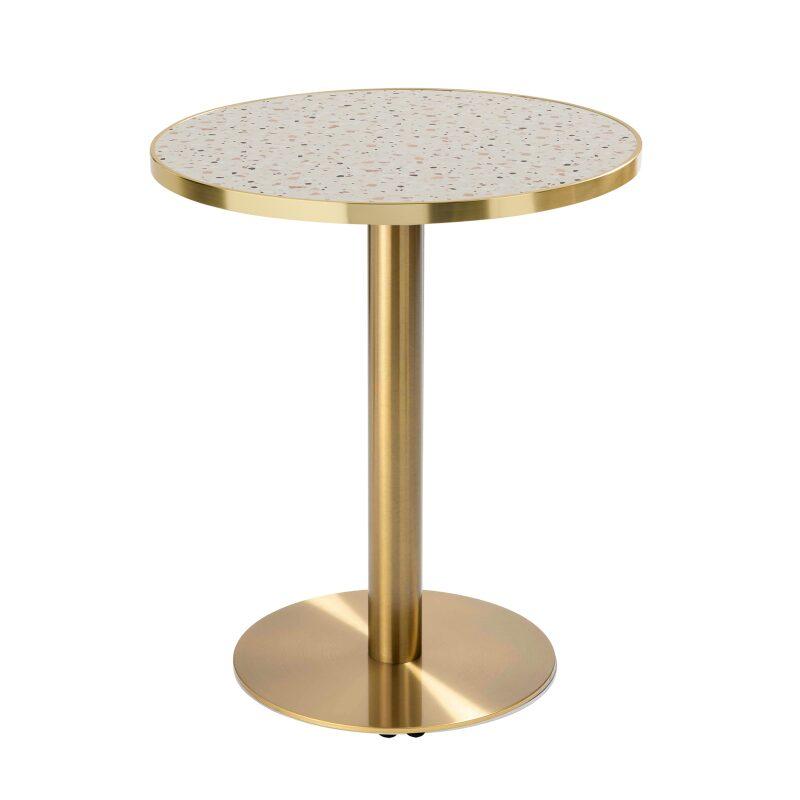 Table à manger ronde Ø 60 cm en contreplaqué avec revêtement stratifié et bords en aluminium