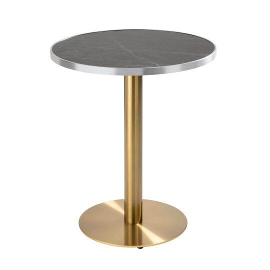 Table à manger ronde Ø 60 cm en contreplaqué avec revêtement stratifié et bords en aluminium