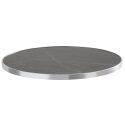 Table à manger ronde Ø 60 cm en contreplaqué avec revêtement stratifié et bords en aluminium