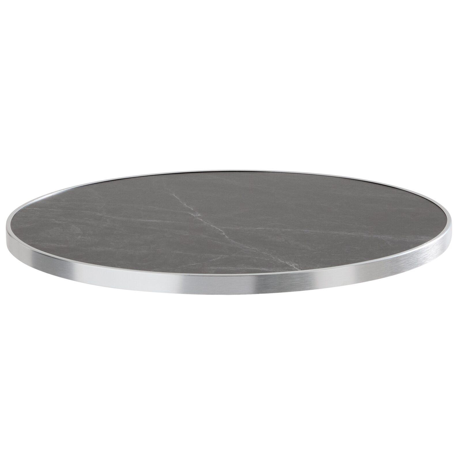 Table à manger ronde Ø 60 cm en contreplaqué avec revêtement stratifié et bords en aluminium