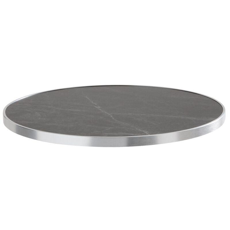 Table à manger ronde Ø 60 cm en contreplaqué avec revêtement stratifié et bords en aluminium