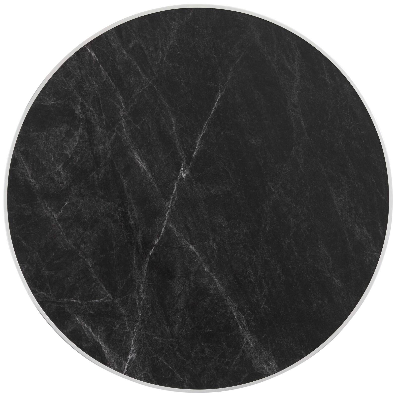 Table à manger ronde Ø 60 cm en contreplaqué avec revêtement stratifié et bords en aluminium