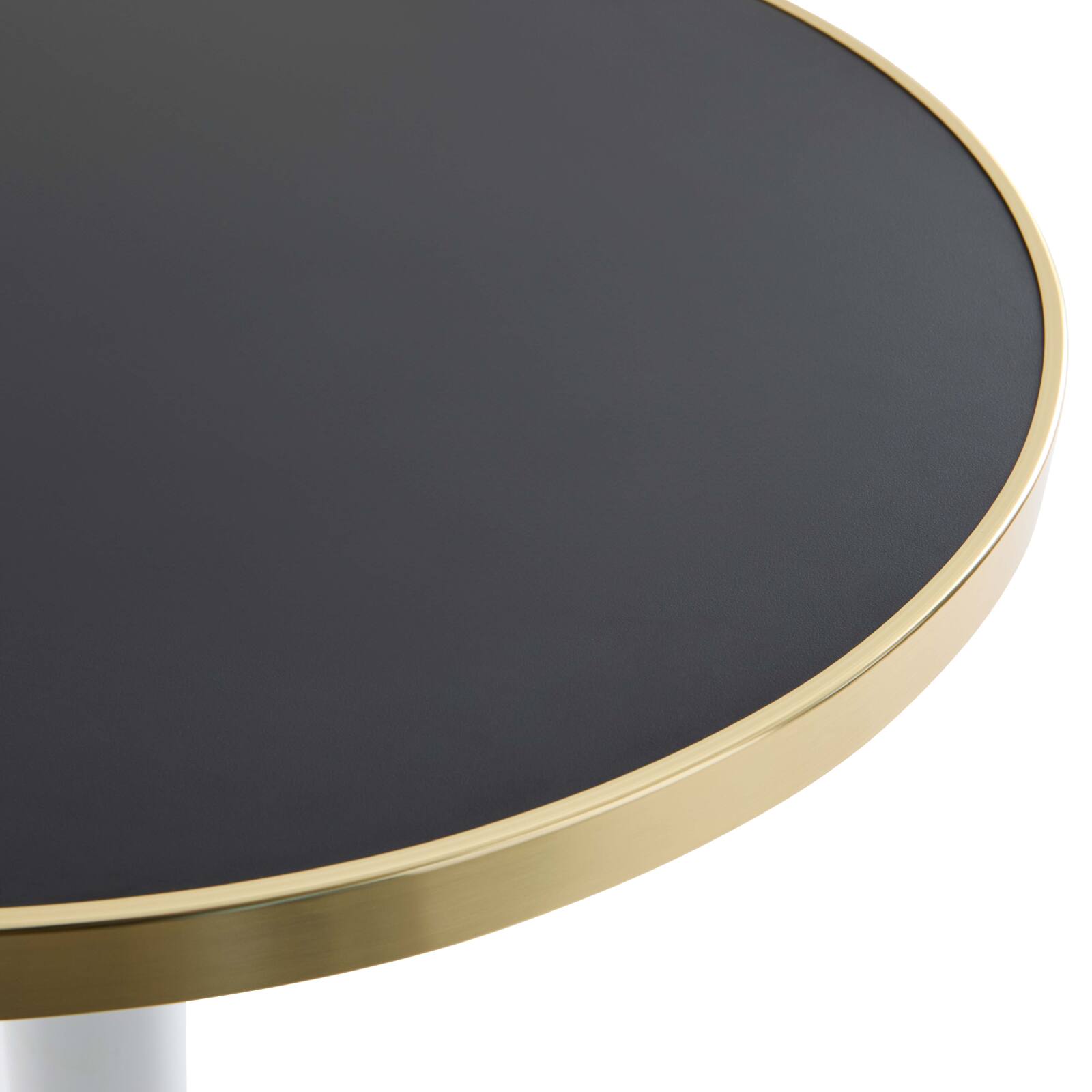 Table à manger ronde Ø 60 cm en contreplaqué avec revêtement stratifié et bords en aluminium