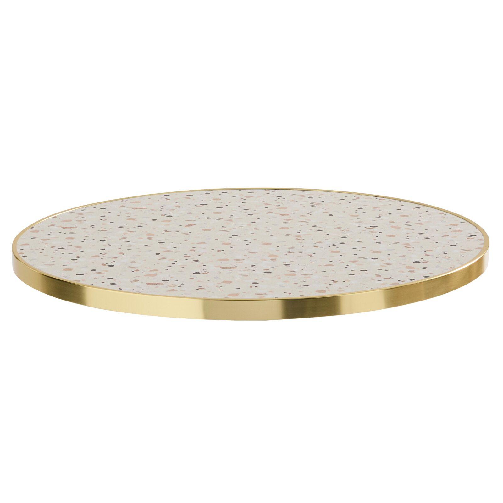 Table à manger ronde Ø 60 cm en contreplaqué avec revêtement stratifié et bords en aluminium