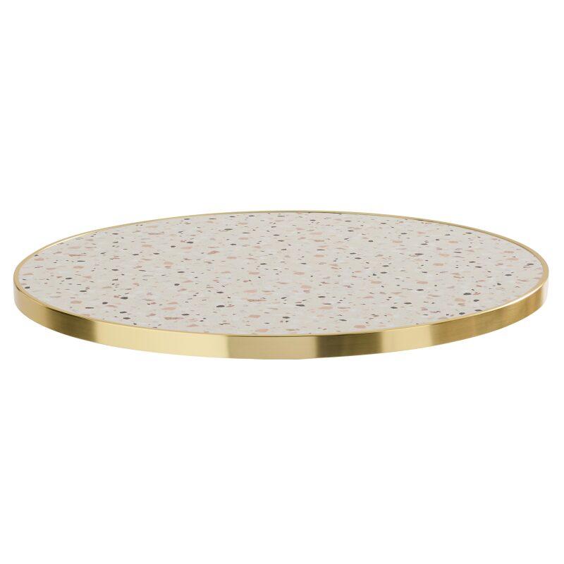Table à manger ronde Ø 60 cm en contreplaqué avec revêtement stratifié et bords en aluminium