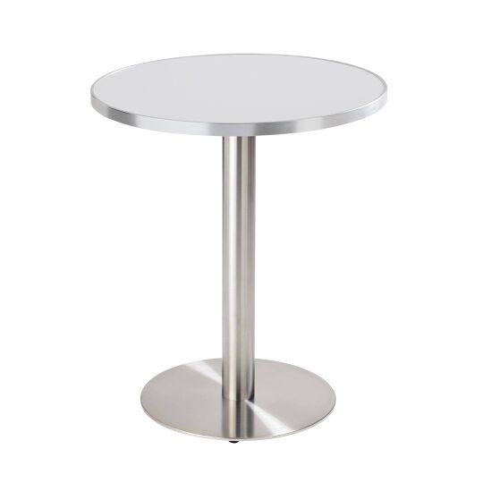 Table à manger ronde Ø 60 cm en contreplaqué avec revêtement stratifié et bords en aluminium