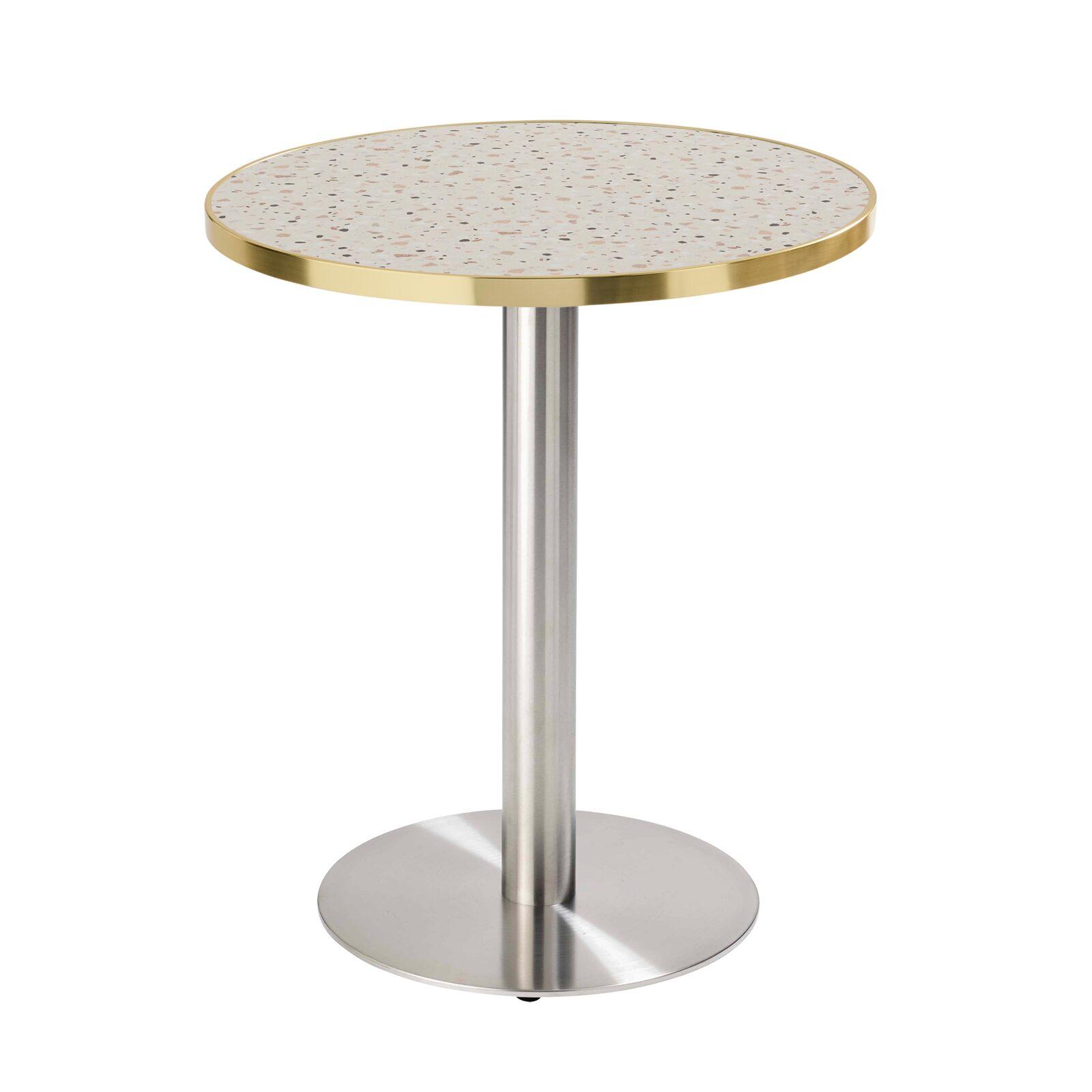 Table à manger ronde Ø 60 cm en contreplaqué avec revêtement stratifié et bords en aluminium