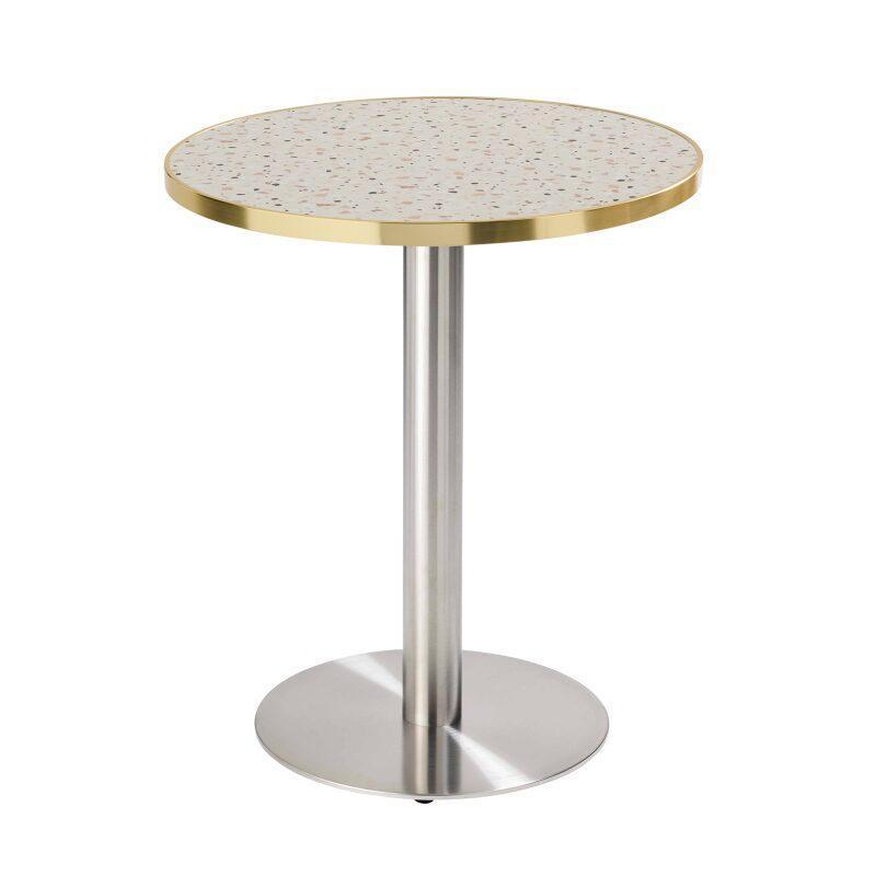 Table à manger ronde Ø 60 cm en contreplaqué avec revêtement stratifié et bords en aluminium