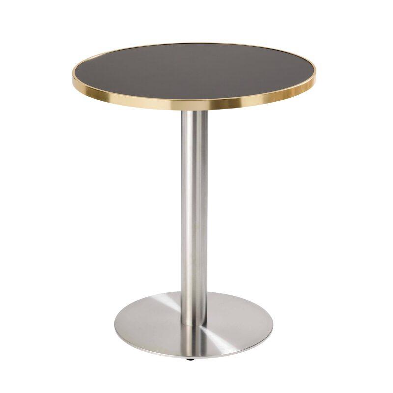 Table à manger ronde Ø 60 cm en contreplaqué avec revêtement stratifié et bords en aluminium