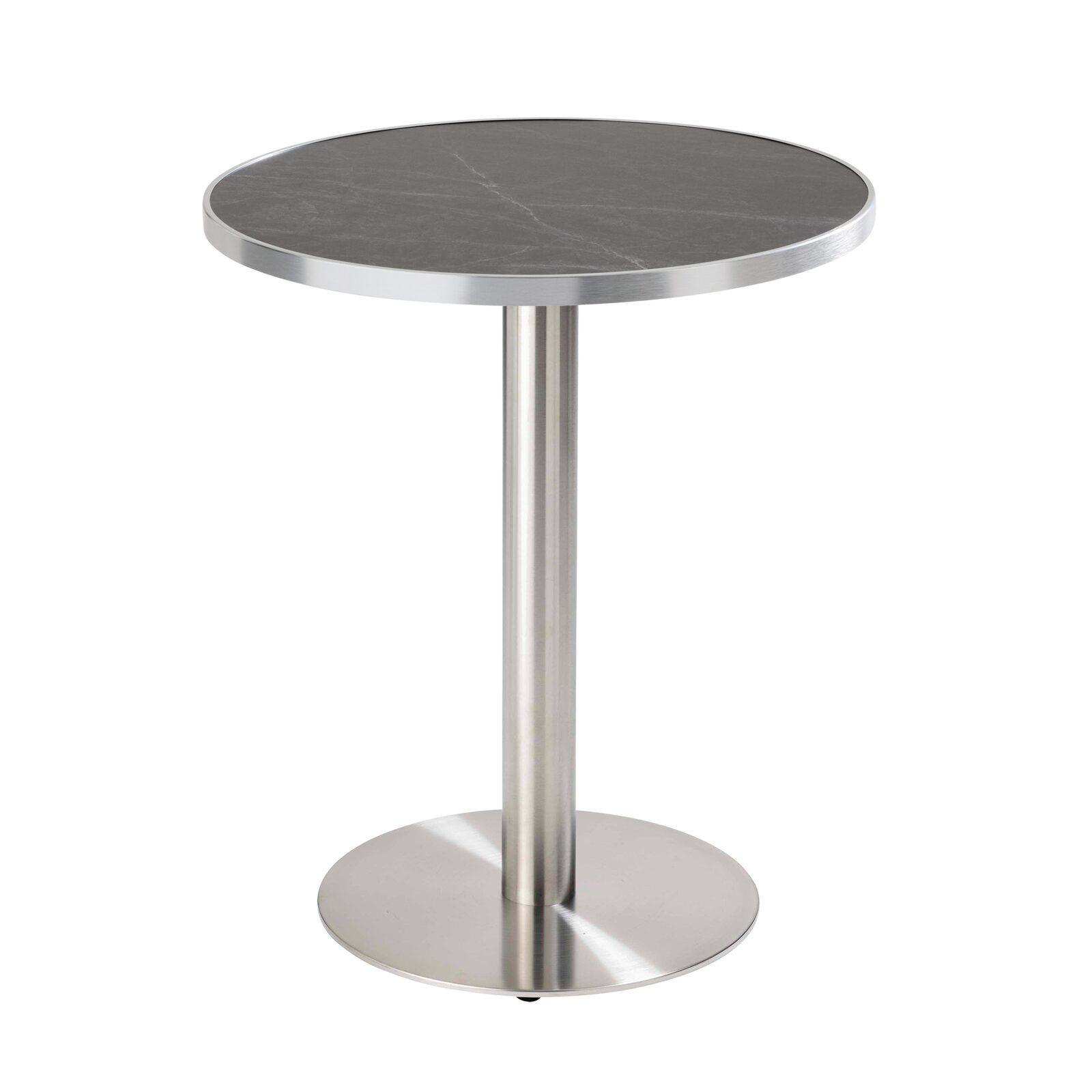 Table à manger ronde Ø 60 cm en contreplaqué avec revêtement stratifié et bords en aluminium