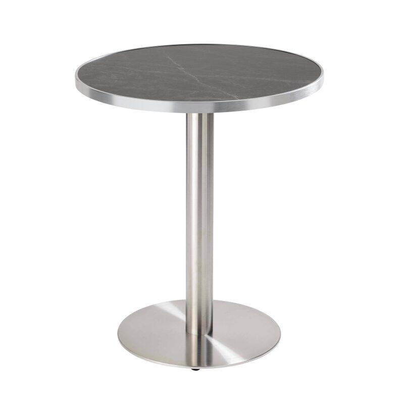 Table à manger ronde Ø 60 cm en contreplaqué avec revêtement stratifié et bords en aluminium
