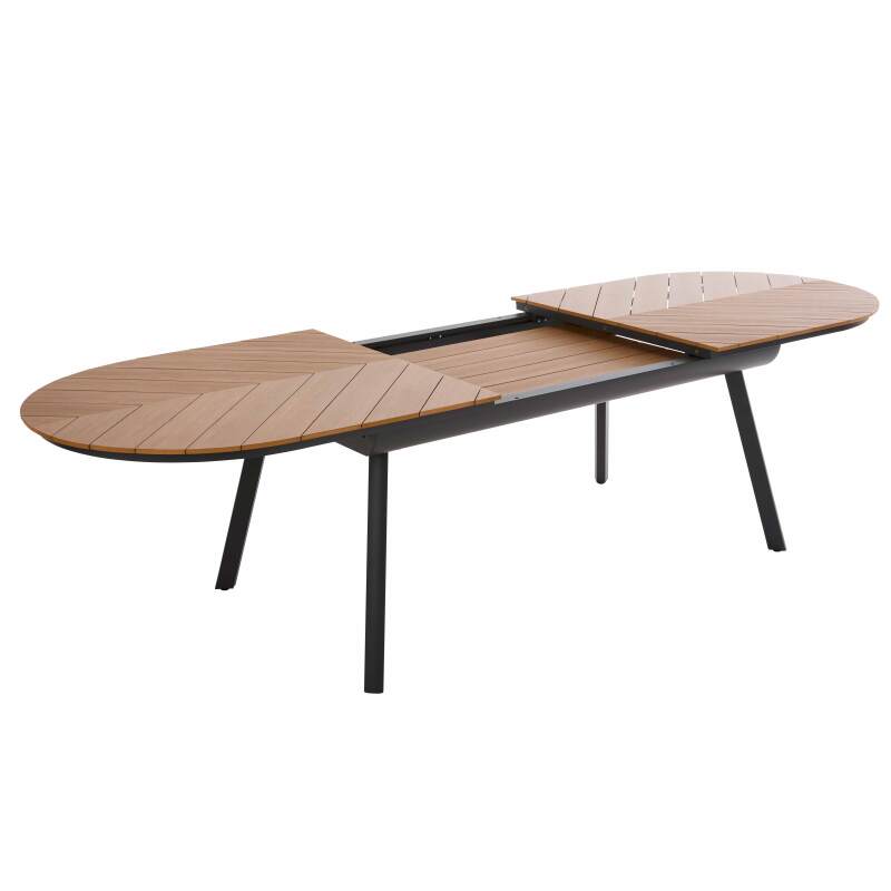 Table de jardin extensible rectangulaire en polywood 220/280 cm avec 8 chaises et 2 chaises avec accoudoirs