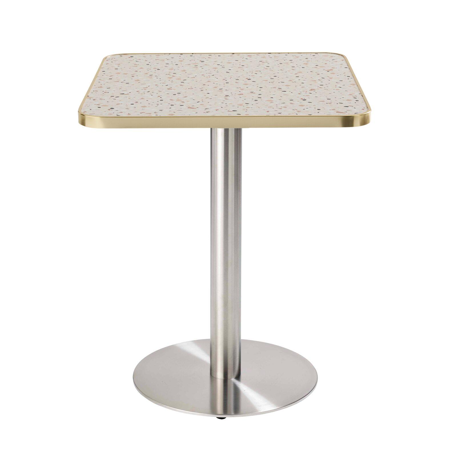 Table à manger 60 x 60 cm en contreplaqué avec revêtement stratifié et bords en aluminium