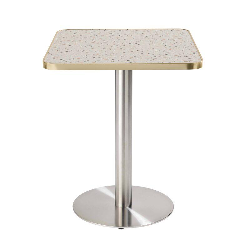 Table à manger 60 x 60 cm en contreplaqué avec revêtement stratifié et bords en aluminium