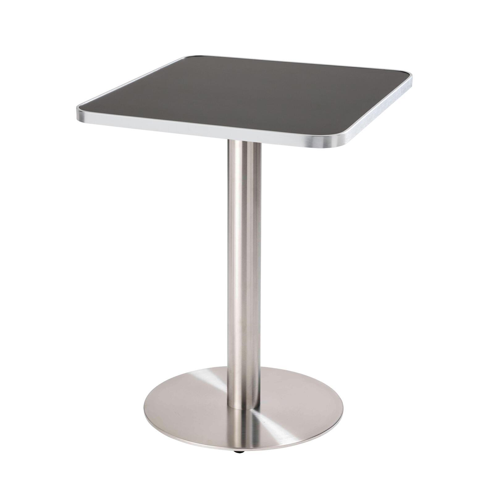 Table à manger 60 x 60 cm en contreplaqué avec revêtement stratifié et bords en aluminium