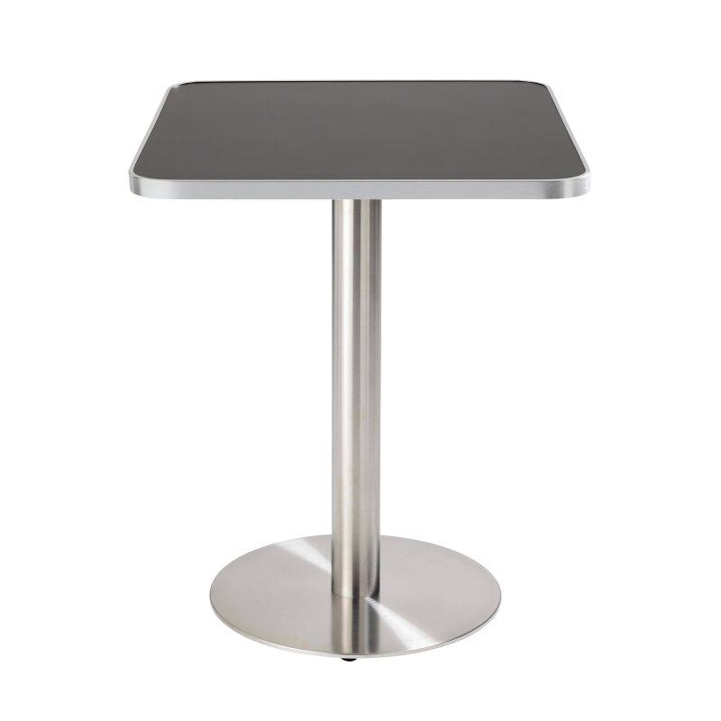 Table à manger 60 x 60 cm en contreplaqué avec revêtement stratifié et bords en aluminium