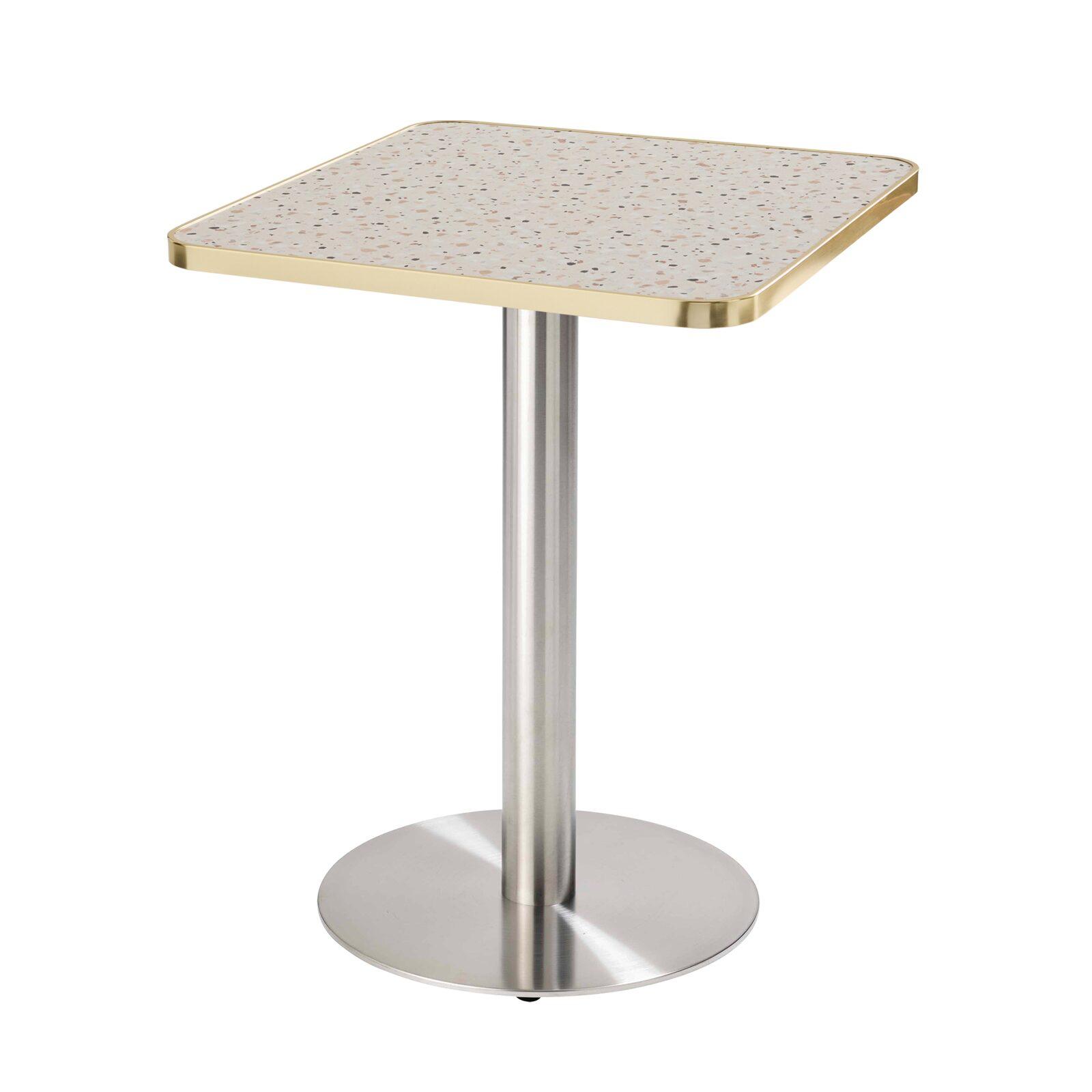 Table à manger 60 x 60 cm en contreplaqué avec revêtement stratifié et bords en aluminium