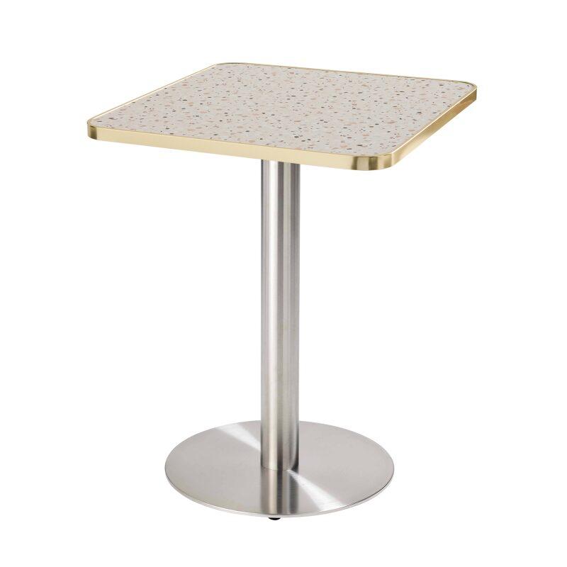 Table à manger 60 x 60 cm en contreplaqué avec revêtement stratifié et bords en aluminium