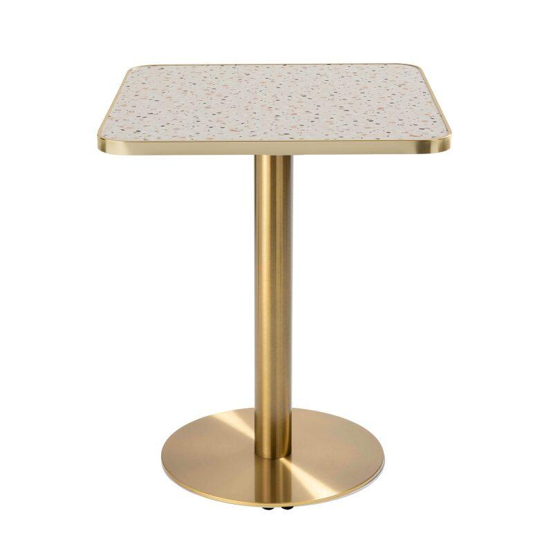 Table à manger 60 x 60 cm en contreplaqué avec revêtement stratifié et bords en aluminium
