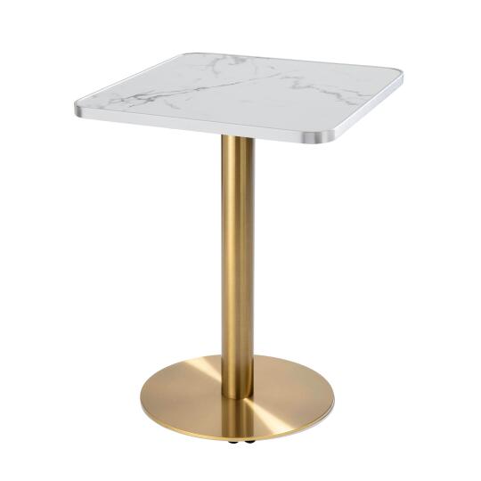 Table à manger 60 x 60 cm en contreplaqué avec revêtement stratifié et bords en aluminium
