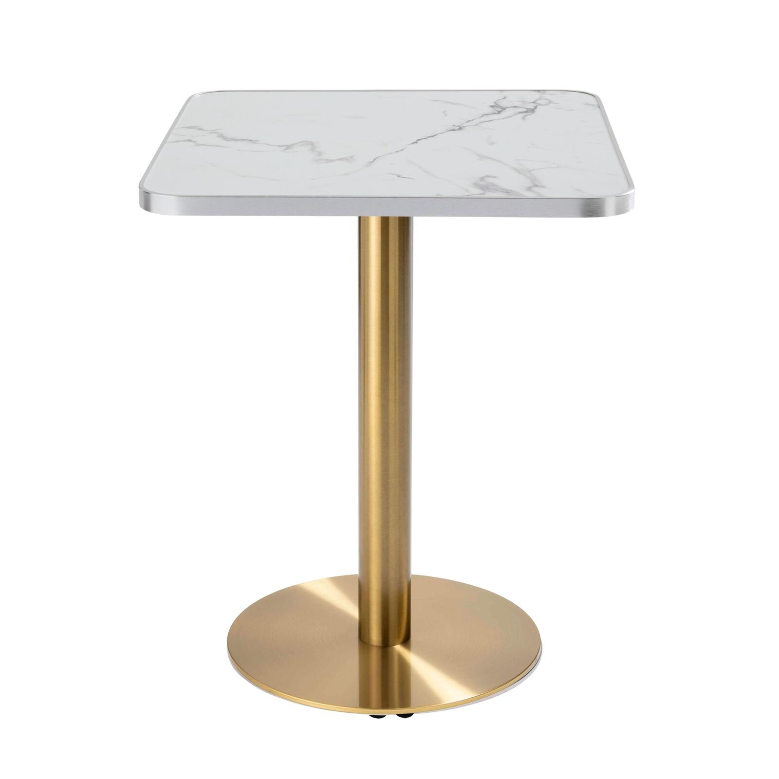 Table à manger 60 x 60 cm en contreplaqué avec revêtement stratifié et bords en aluminium