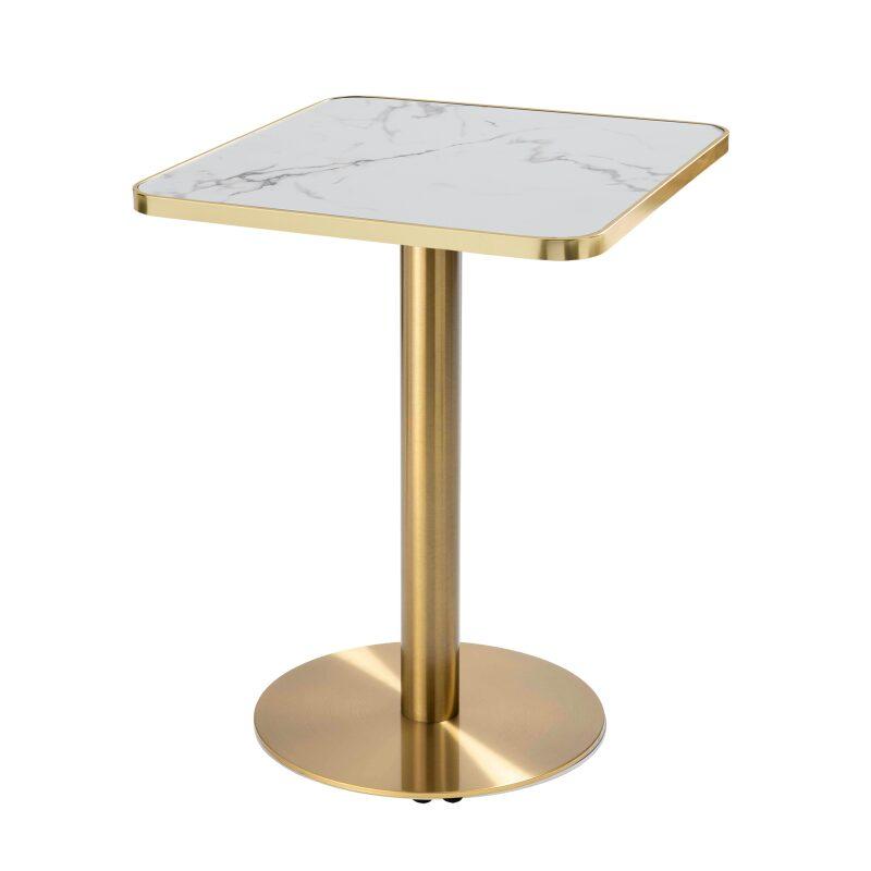 Table à manger 60 x 60 cm en contreplaqué avec revêtement stratifié et bords en aluminium