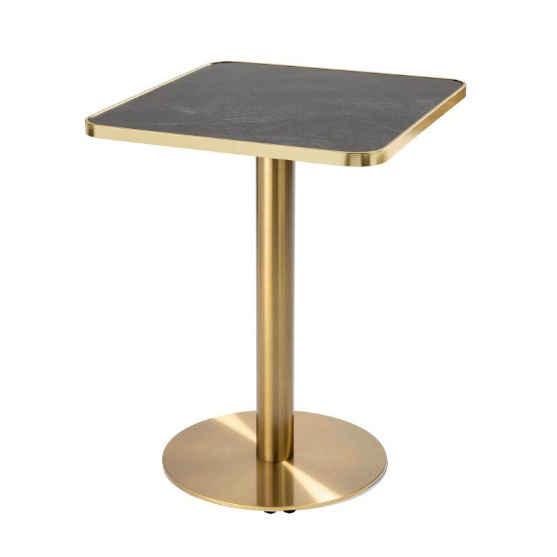 Table à manger 60 x 60 cm en contreplaqué avec revêtement stratifié et bords en aluminium