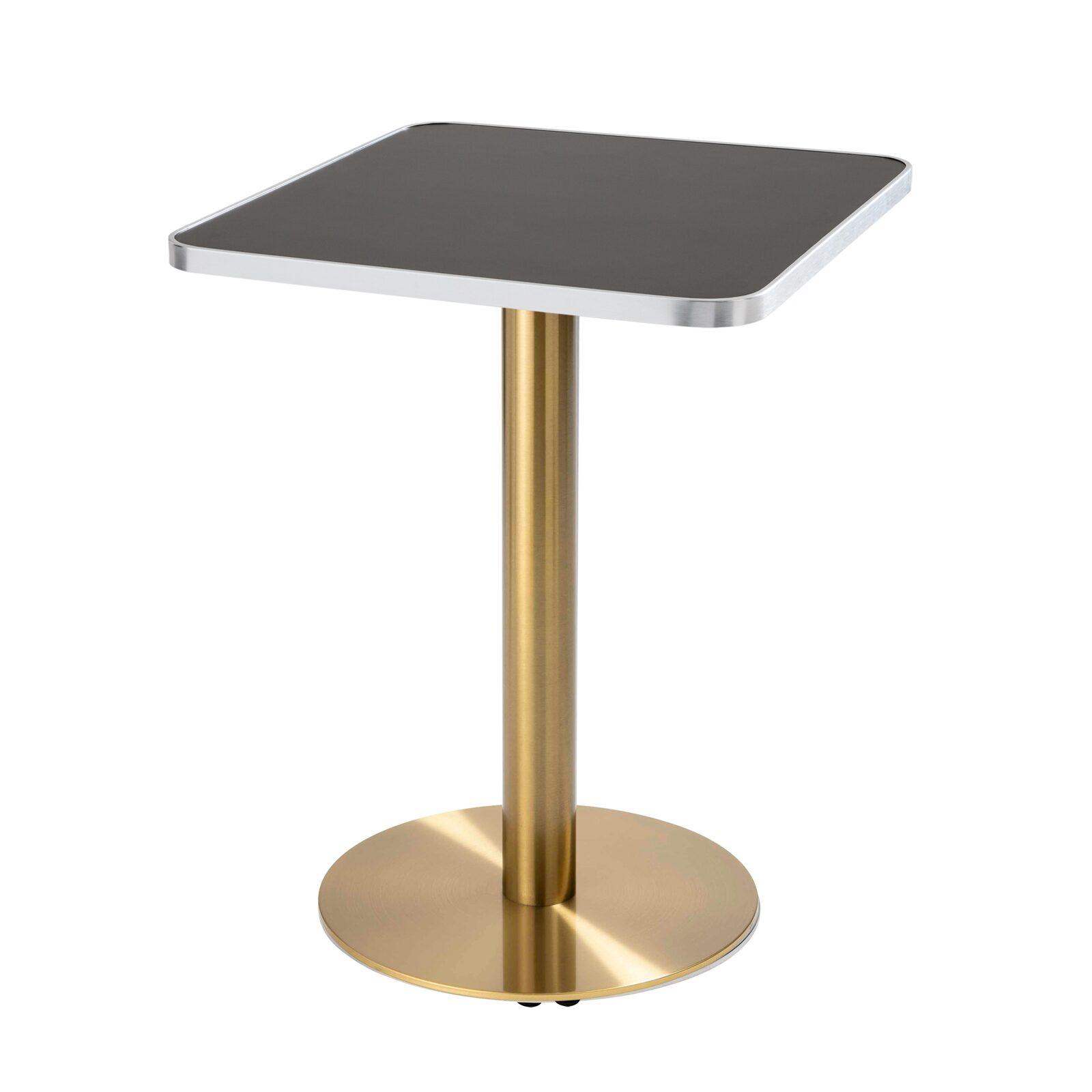 Table à manger 60 x 60 cm en contreplaqué avec revêtement stratifié et bords en aluminium
