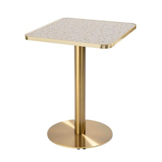 Table à manger 60 x 60 cm en contreplaqué avec revêtement stratifié et bords en aluminium