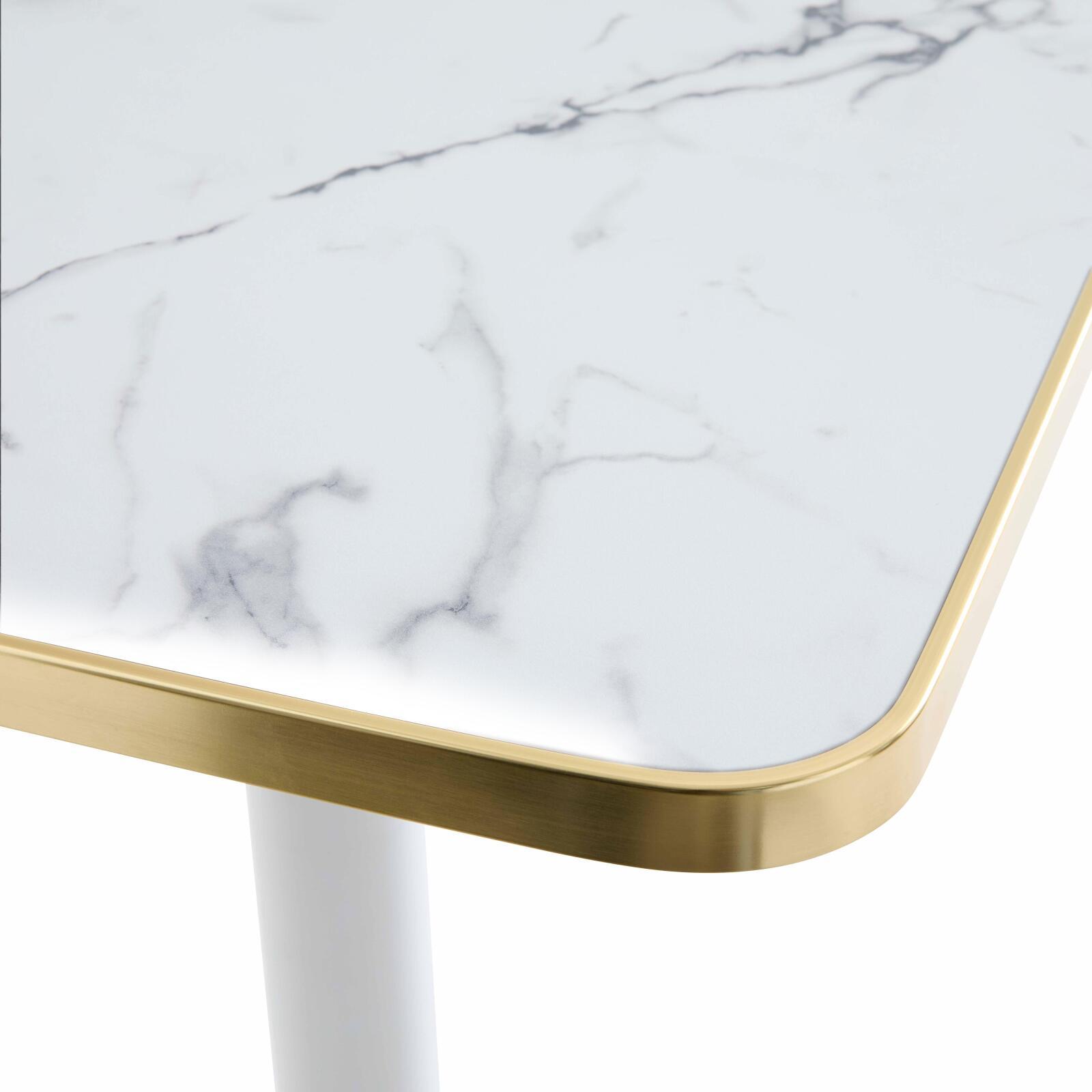 Table à manger 60 x 60 cm en contreplaqué avec revêtement stratifié et bords en aluminium