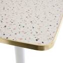 Table à manger 60 x 60 cm en contreplaqué avec revêtement stratifié et bords en aluminium