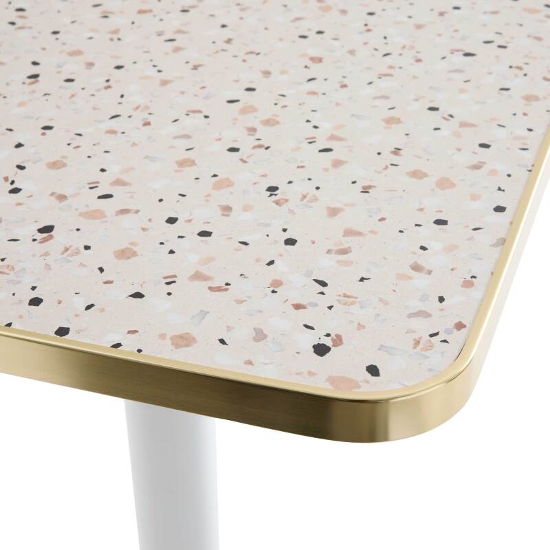 Table à manger 60 x 60 cm en contreplaqué avec revêtement stratifié et bords en aluminium