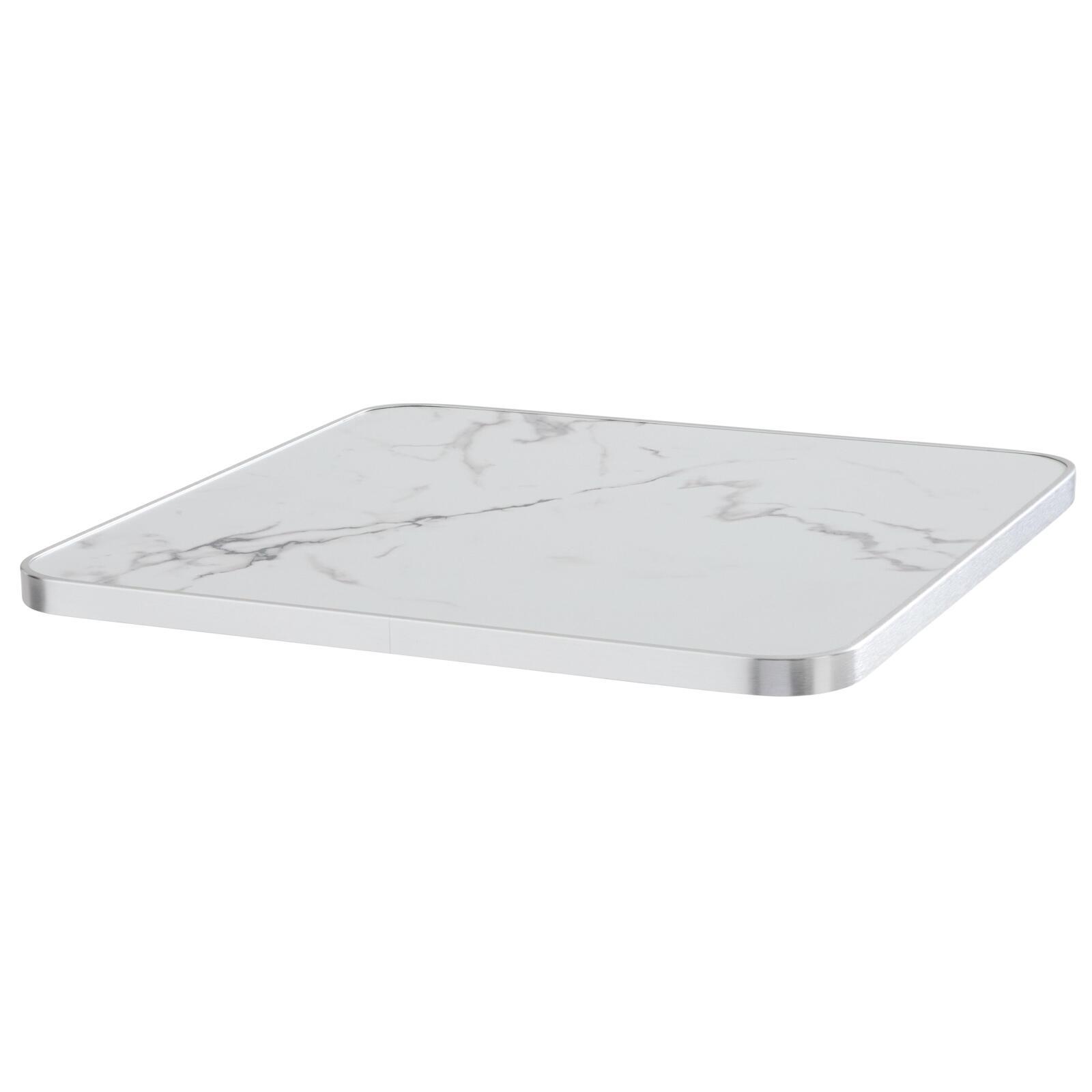 Table à manger 60 x 60 cm en contreplaqué avec revêtement stratifié et bords en aluminium