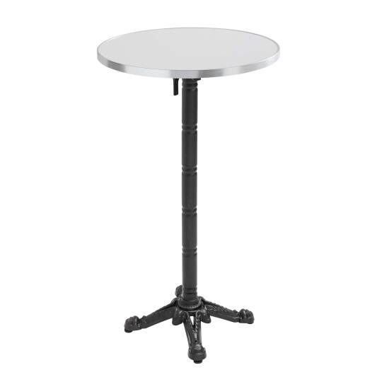 Table haute inclinable Ø 60 cm en contreplaqué avec revêtement stratifié et bords en aluminium