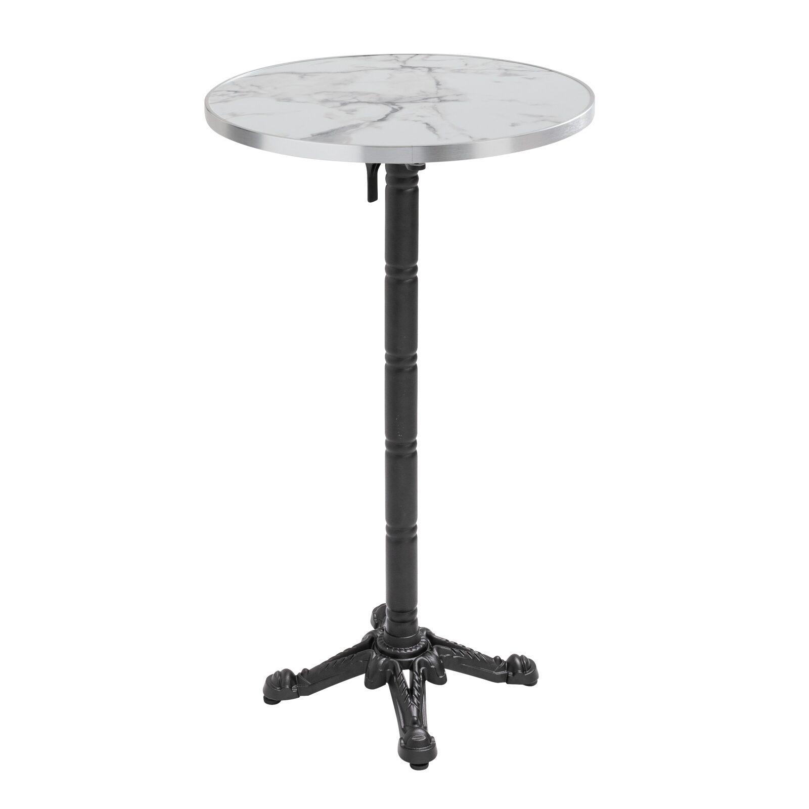 Table haute inclinable Ø 60 cm en contreplaqué avec revêtement stratifié et bords en aluminium