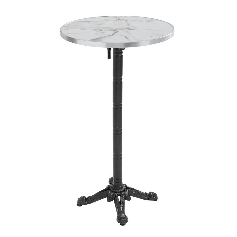 Table haute inclinable Ø 60 cm en contreplaqué avec revêtement stratifié et bords en aluminium