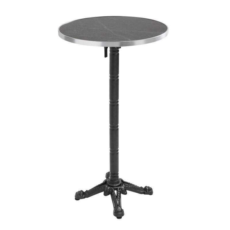 Table haute inclinable Ø 60 cm en contreplaqué avec revêtement stratifié et bords en aluminium