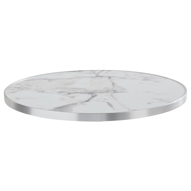 Plateau de table rond en contreplaqué avec revêtement stratifié et bord en aluminium ⌀60 cm