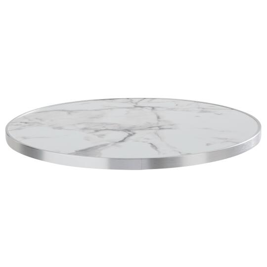 Plateau de table rond en contreplaqué avec revêtement stratifié et bord en aluminium ⌀60 cm
