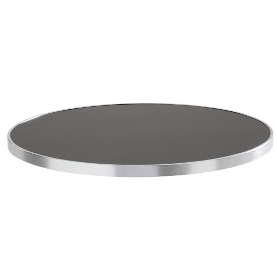 Plateau de table rond en contreplaqué avec revêtement stratifié et bord en aluminium ⌀60 cm | Oviala