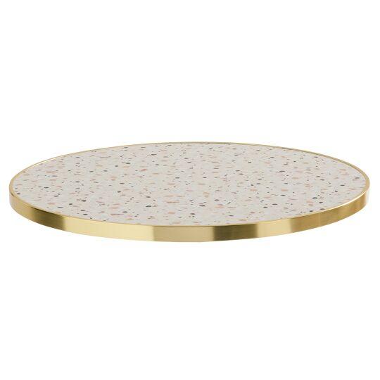 Plateau de table rond en contreplaqué avec revêtement stratifié et bord en aluminium ⌀60 cm | Oviala