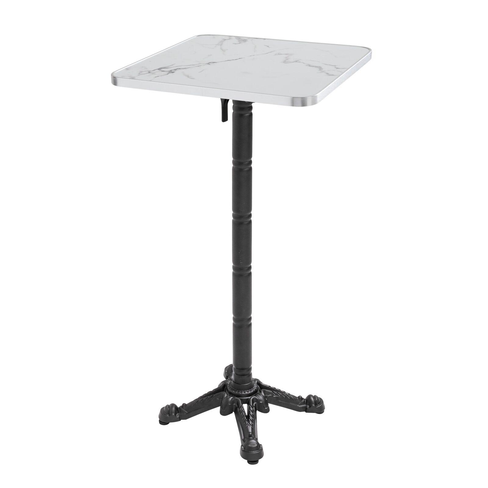 Table haute inclinable 60 x 60 cm en contreplaqué avec revêtement stratifié et bords en aluminium