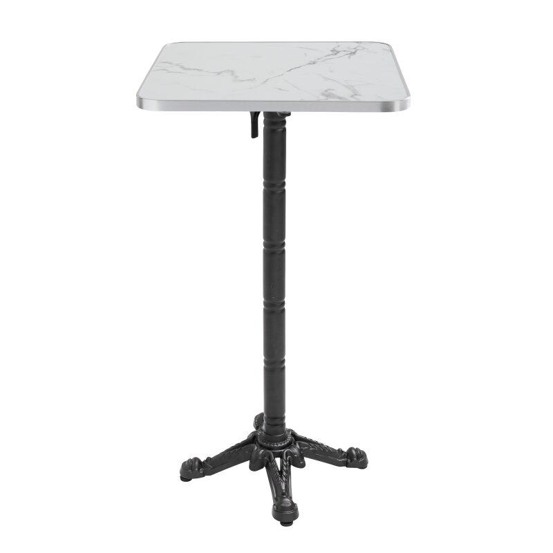 Table haute inclinable 60 x 60 cm en contreplaqué avec revêtement stratifié et bords en aluminium