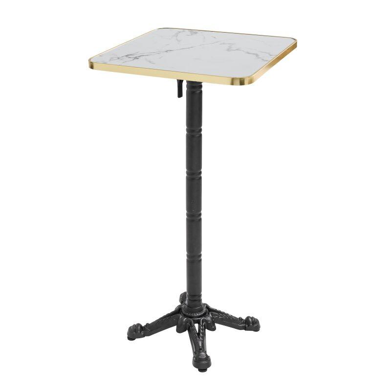 Table haute inclinable 60 x 60 cm en contreplaqué avec revêtement stratifié et bords en aluminium