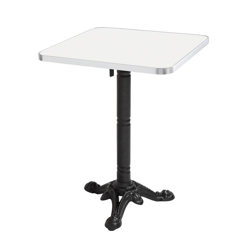 Table à manger inclinable 60 x 60 cm en contreplaqué avec revêtement stratifié et bords en aluminium