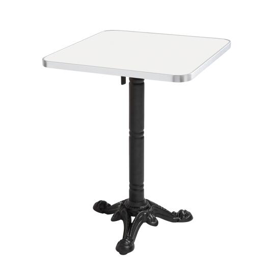 Table à manger inclinable 60 x 60 cm en contreplaqué avec revêtement stratifié et bords en aluminium