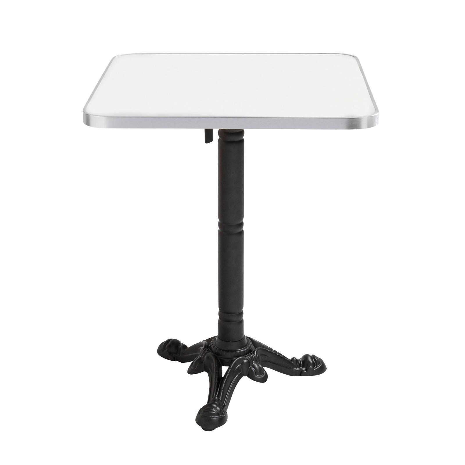Table à manger inclinable 60 x 60 cm en contreplaqué avec revêtement stratifié et bords en aluminium